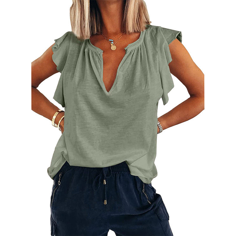 Women's Classic Elegant V-neck Sleeve Loose Blouses