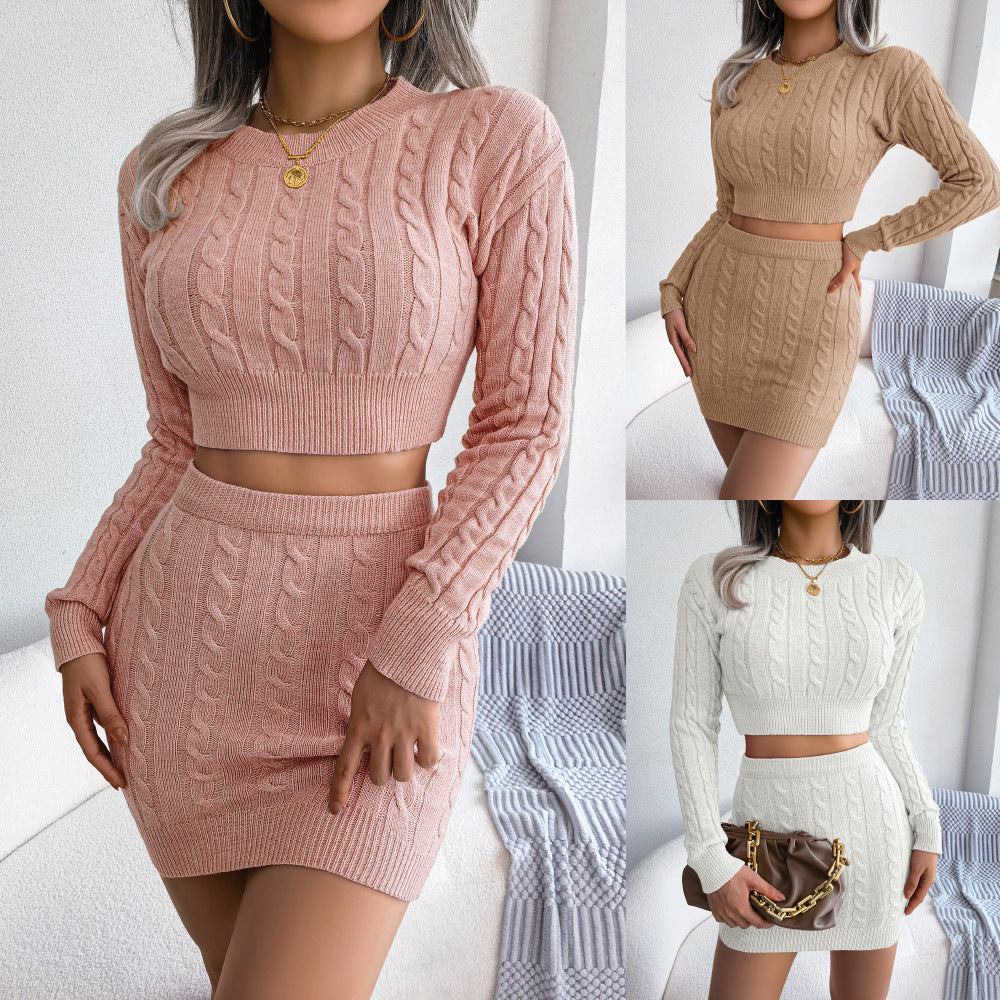 Women's Casual Twist Midriff-baring Hip Knitting Suits