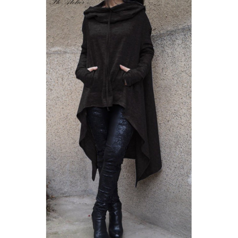 Innovative Solid Color Long Hooded Sleeve Sweaters