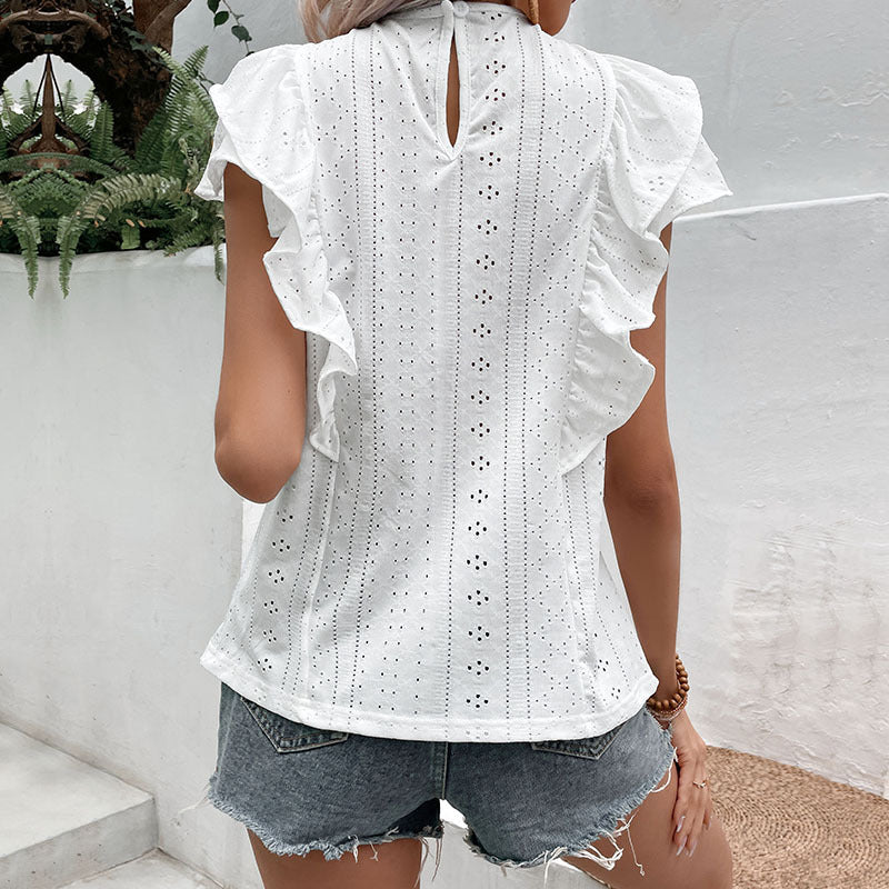 Women's Summer Wear Ruffled White For Blouses