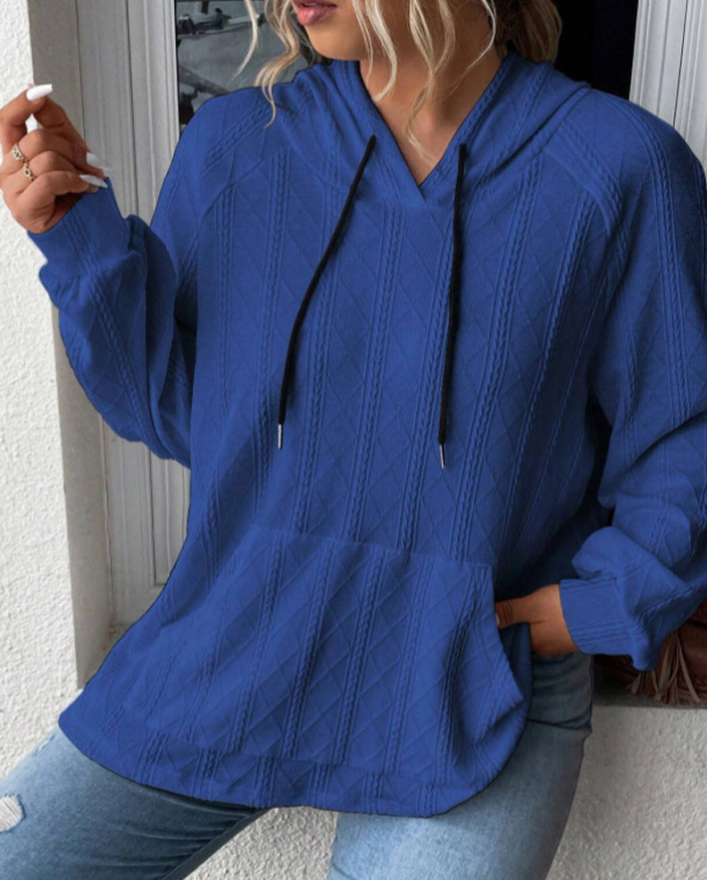 Women's Casual Jacquard Large Loose Hooded Sweaters