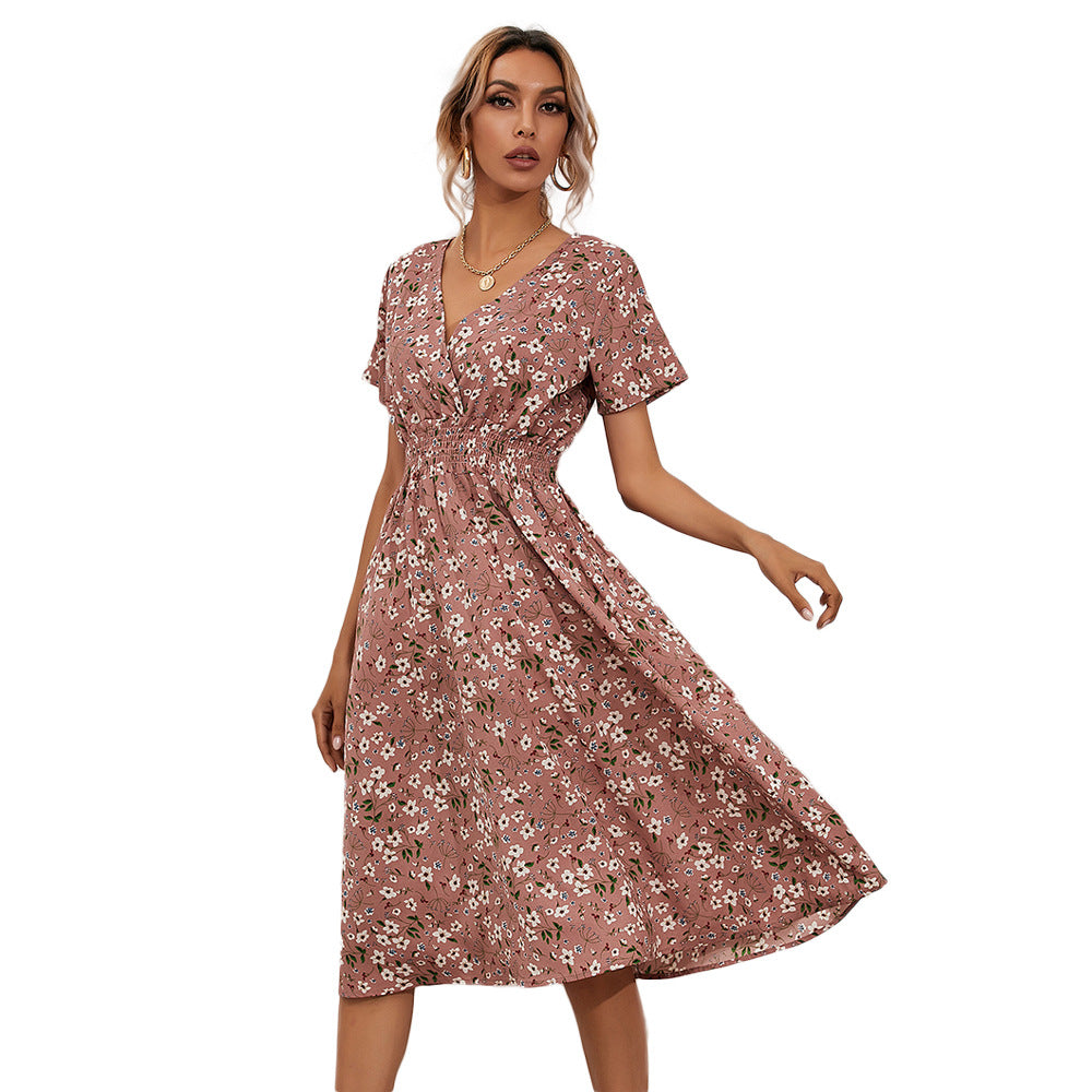 Women's Summer Floral Print Sleeve Dress Dresses