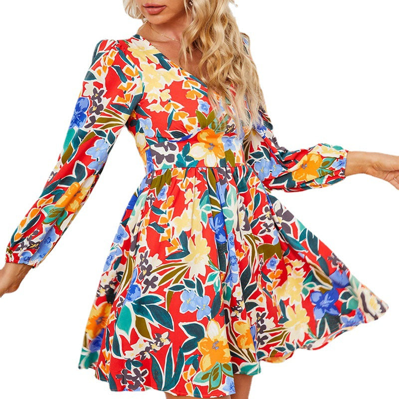 Abstract Printing Slim Fit Fashion Casual Dresses