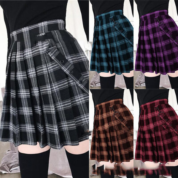 Plaid Printed Stretch Teenage Leisure Out Skirts