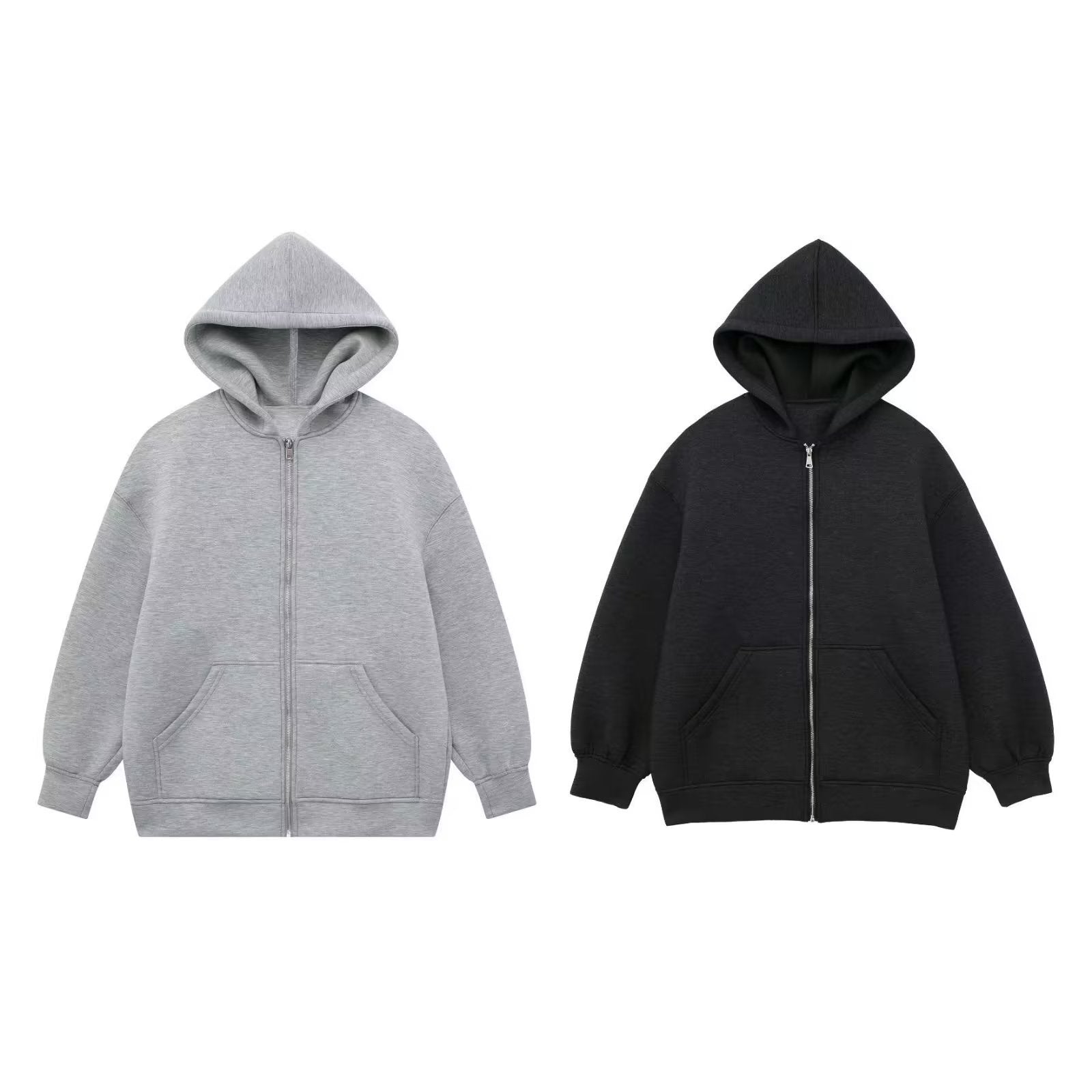 Attractive Autumn Loose Hooded Mid-length Zipper Sweaters