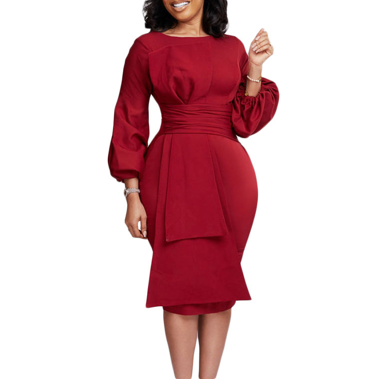 Women's Solid Color Sheath Business Temperament African Dresses