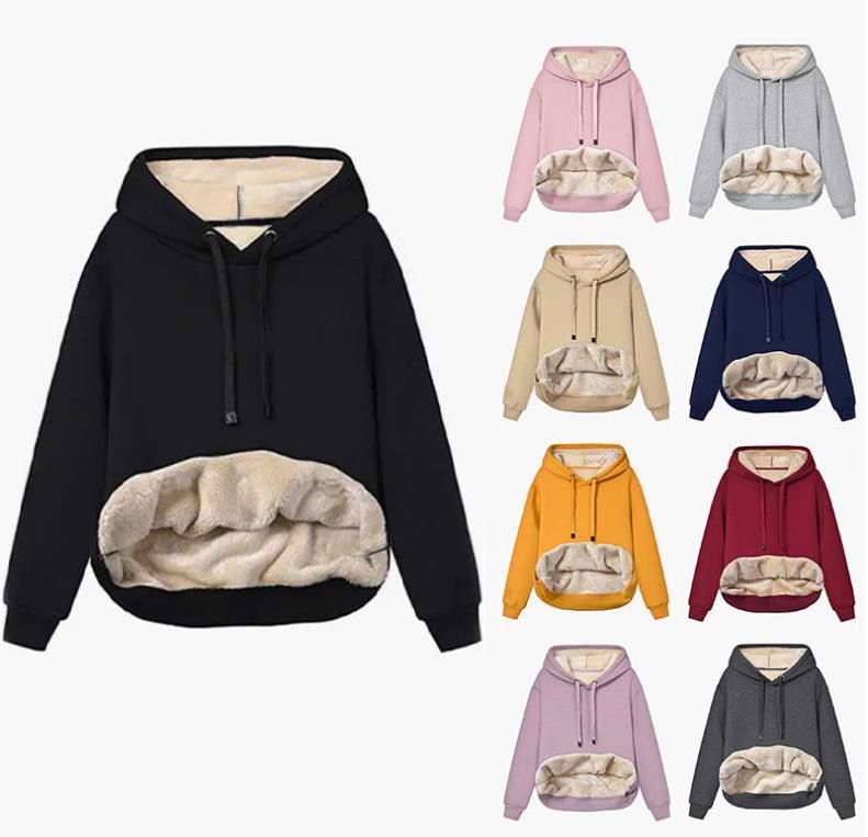 Women's Winter Warm Berber Fleece Pocket Hooded Coats