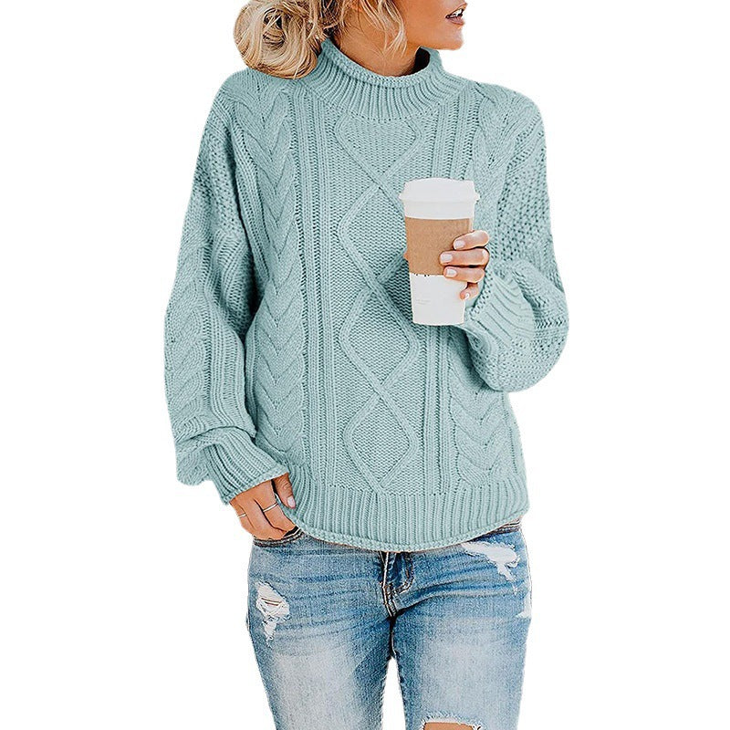 Women's Versatile Thick Thread Turtleneck Pullover Sweaters