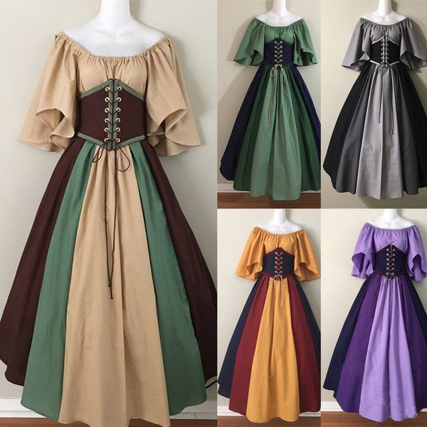 Costumes à manches volantes coupe ajustée de couleur contrastée pour femmes