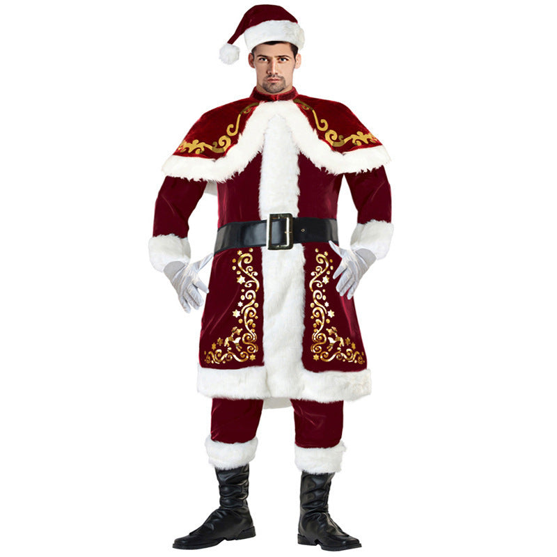 Men's Thickened Santa Claus Clothes Printed Christmas Costumes