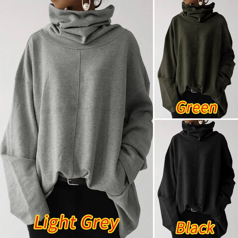 Women's Loose Casual Long Sleeves Turtleneck Pullover Coats