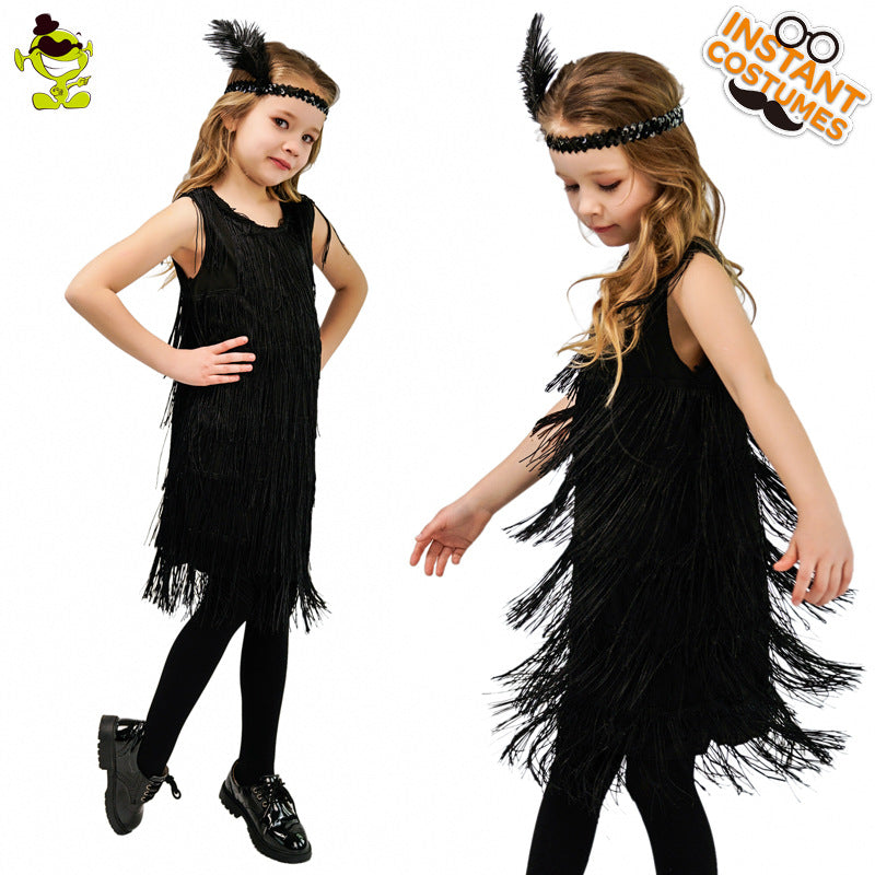 Retro Latin Dance Performance Wear Tassel Dress Costumes