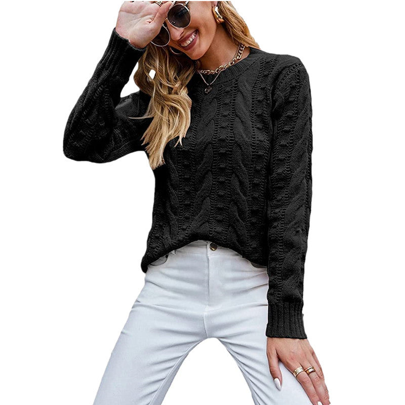 Graceful Women's Long Sleeve Cable-knit Pullover Sweaters