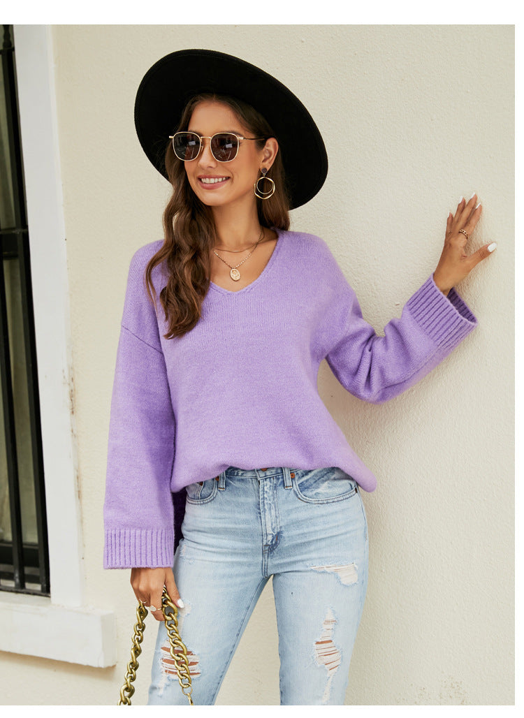 Women's Stylish Long Sleeve Casual Loose-fitting Sweaters