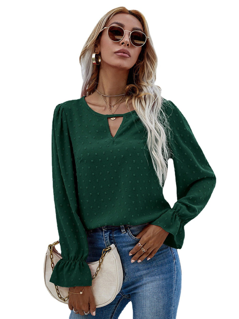 Women's Spring Pullover Round Neck Long Sleeves Blouses