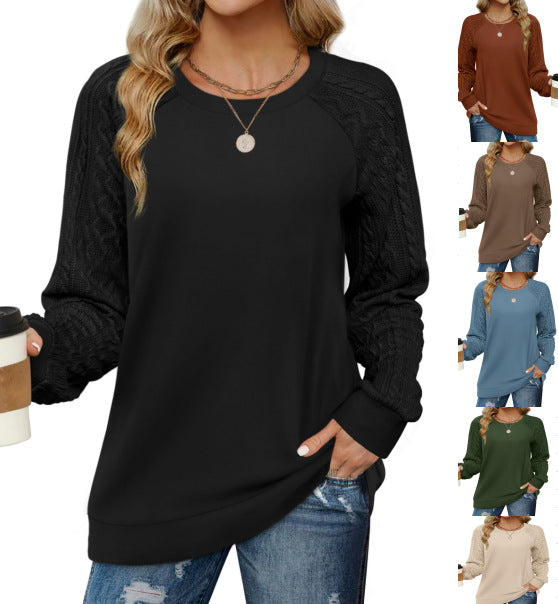 Women's Color Loose Long Sleeves Round Neck Sweaters