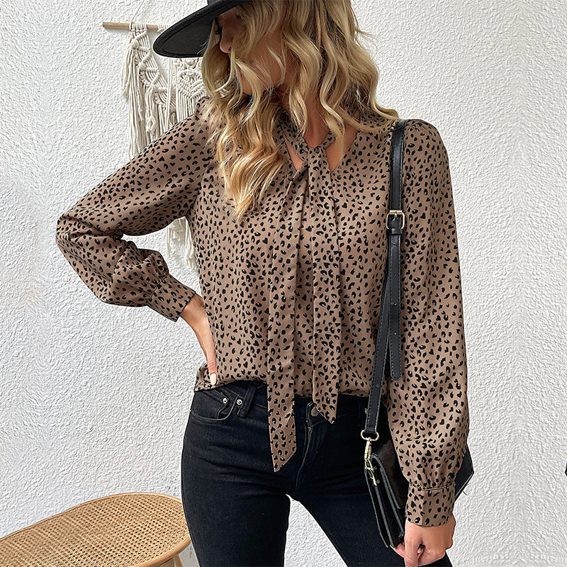 Women's Commute Long Sleeve Lace-up Fashionable Shirt Blouses