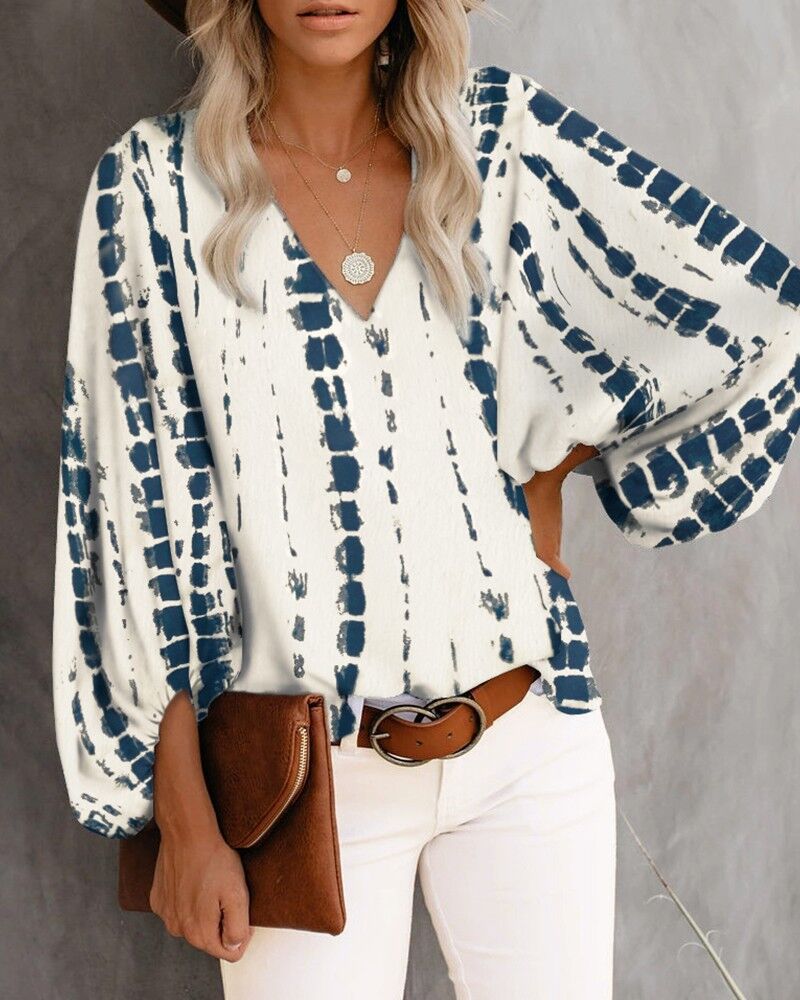 New Summer Collar Shirt Printed Sleeves Tops