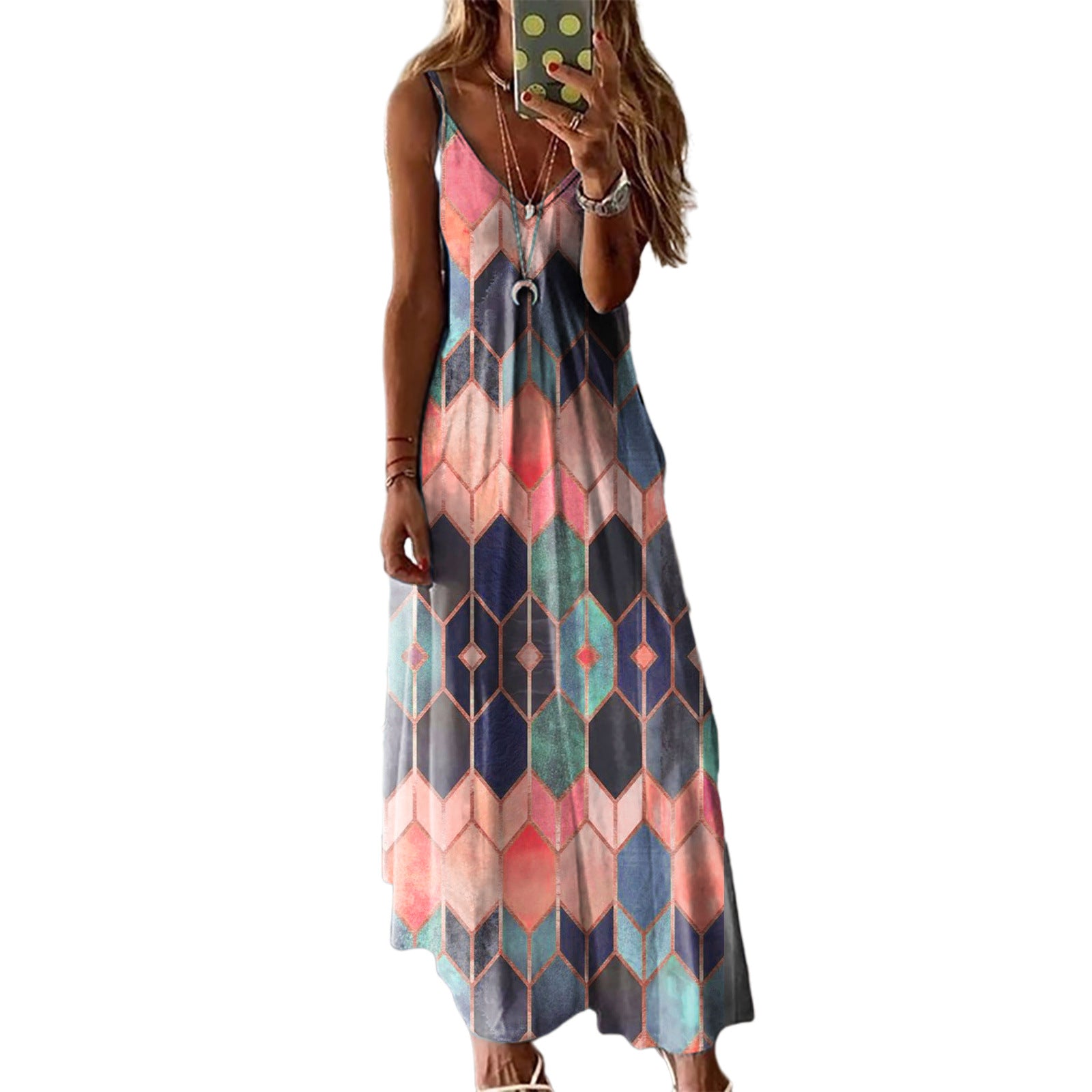 Women's Summer Casual Printed Camisole Long Dress Dresses