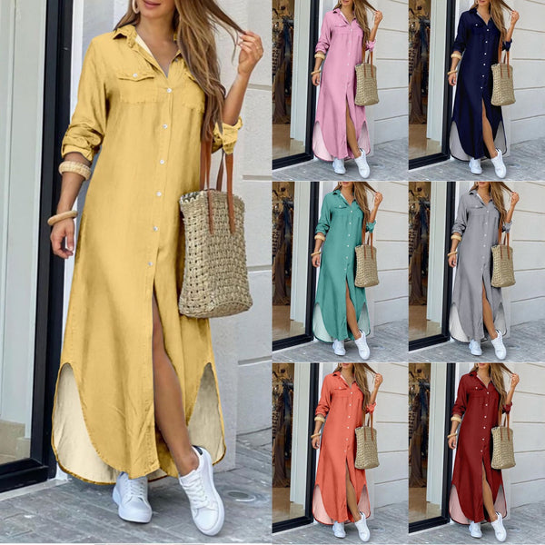 Women's Fashion Sexy Shirt Maxi Dress Dresses