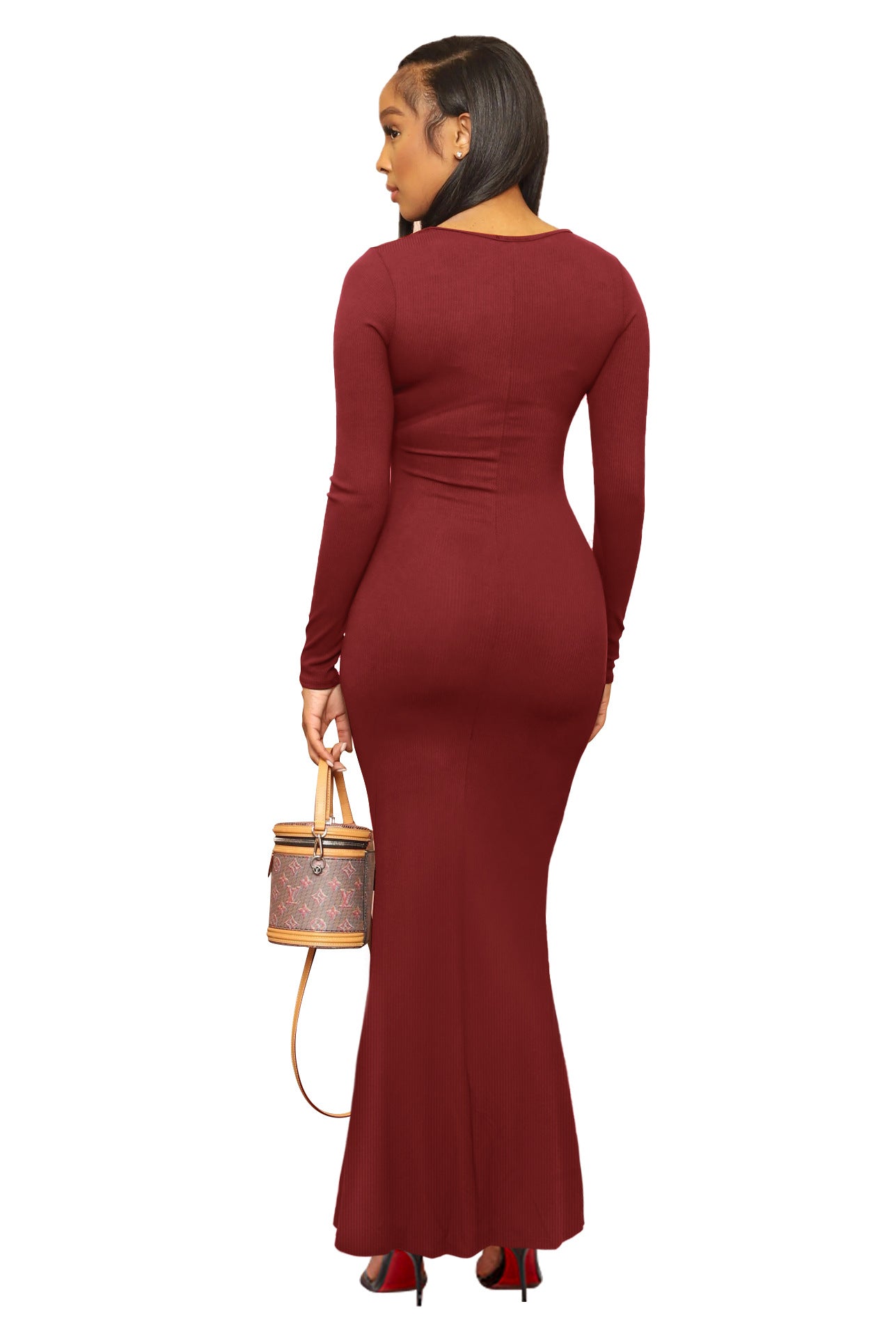 Autumn Solid Color Elegant V-neck Tight Dresses