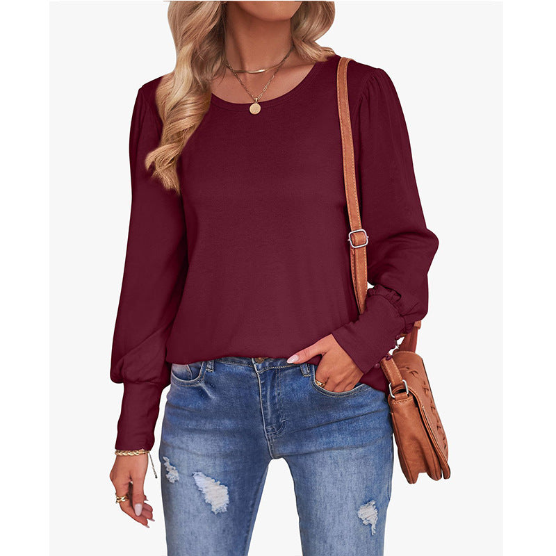 Women's Loose Puff Sleeve Button Long Blouses