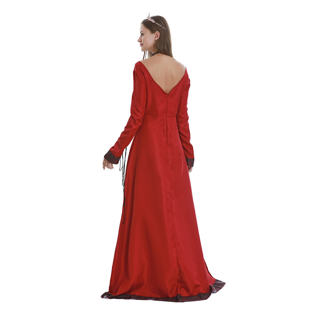 Langes Hofkleid für Damen, klassische mittelalterliche mittellange Kostüme