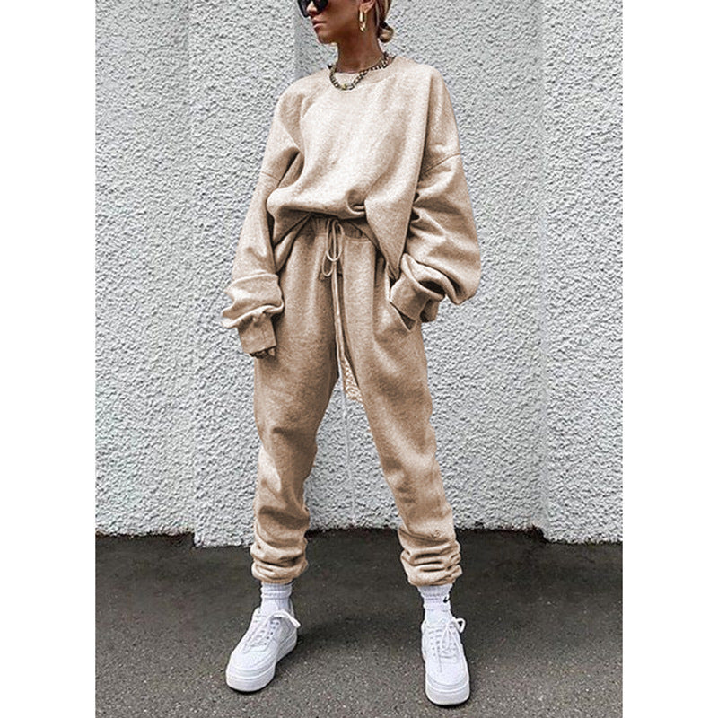 Women's Autumn Solid Color Long Sleeve Trousers Suits