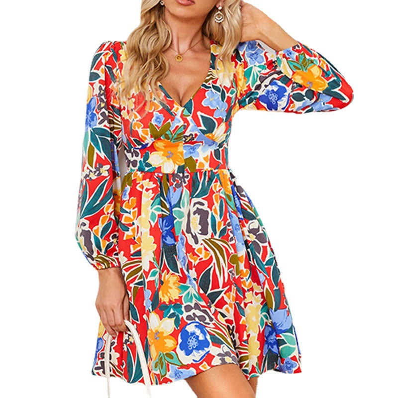 Abstract Printing Slim Fit Fashion Casual Dresses