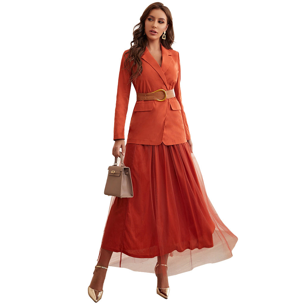 Ladies Two-piece Set Casual Elegant Tulle Suits