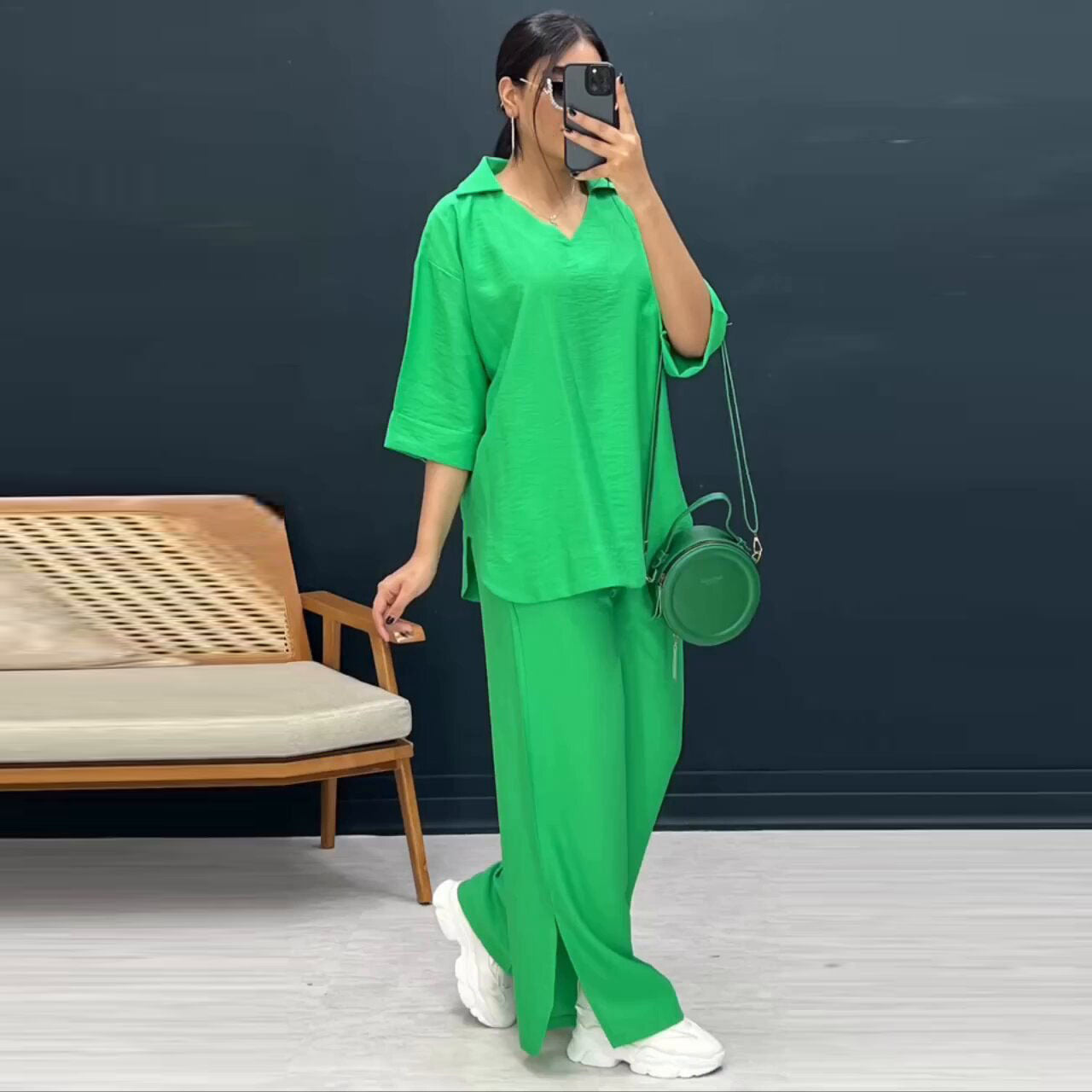 Women's Trousers Loose Temperament Split Wide Leg Suits